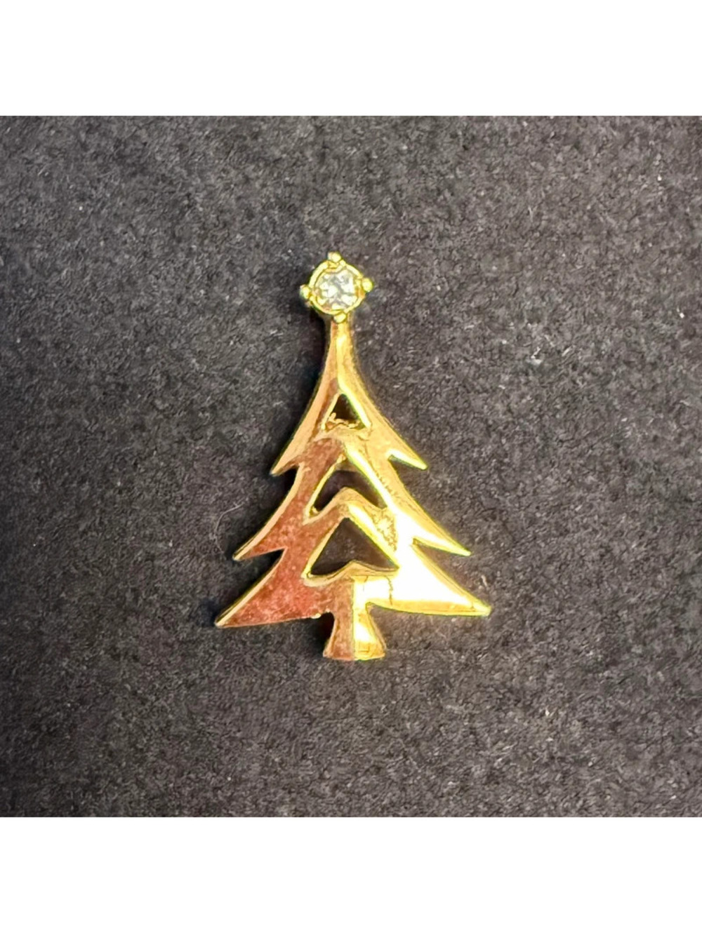 Vintage Avon Christmas Tree Pin Brooch Rhinestone Star Lapel Tie Tack